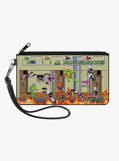Teenage Mutant Ninja Turtles 8 Bit Video Battle Scene Zip Clutch Wallet