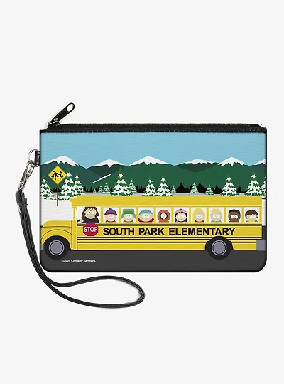 South Park Elementary School Bus Group Pose Mountain Scene Zip Clutch Wallet