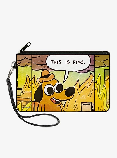 This is Fine Question Hound Cafe Fire Comic Strip Zip Clutch Wallet