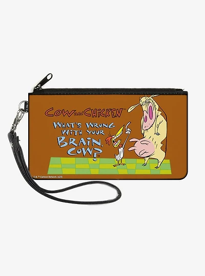 Cow and Chicken Whats Wrong with Your Brain Pose Zip Clutch Wallet
