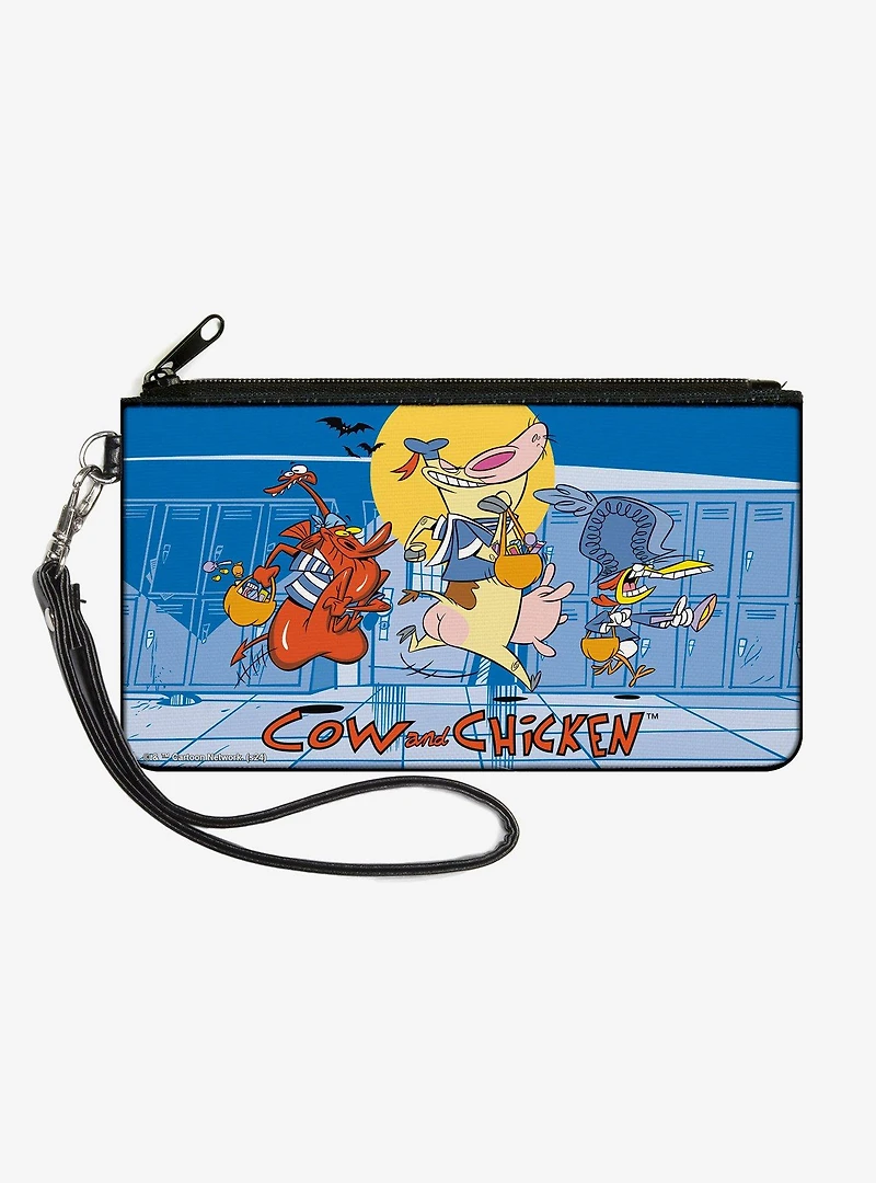 Cow and Chicken with Guy Running Pose and Title Logo Zip Clutch Wallet