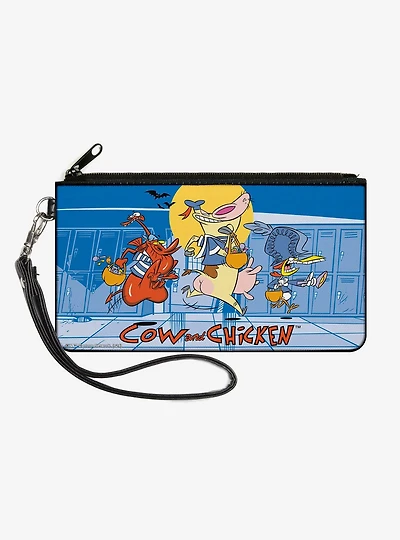 Cow and Chicken with Guy Running Pose and Title Logo Zip Clutch Wallet