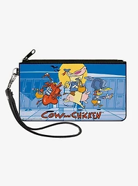 Cow and Chicken with Guy Running Pose and Title Logo Zip Clutch Wallet