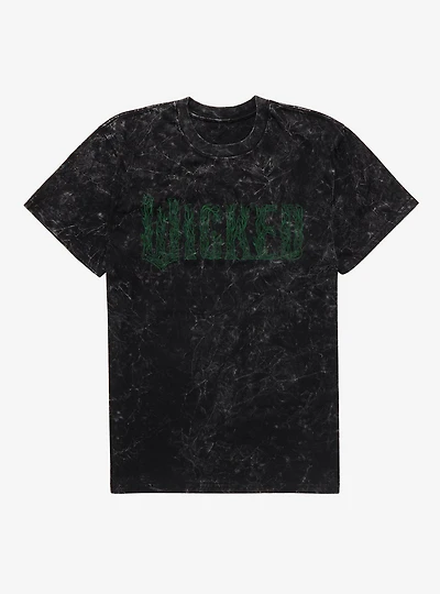 Wicked: For Good Green Stylized Logo Mineral Wash T-Shirt