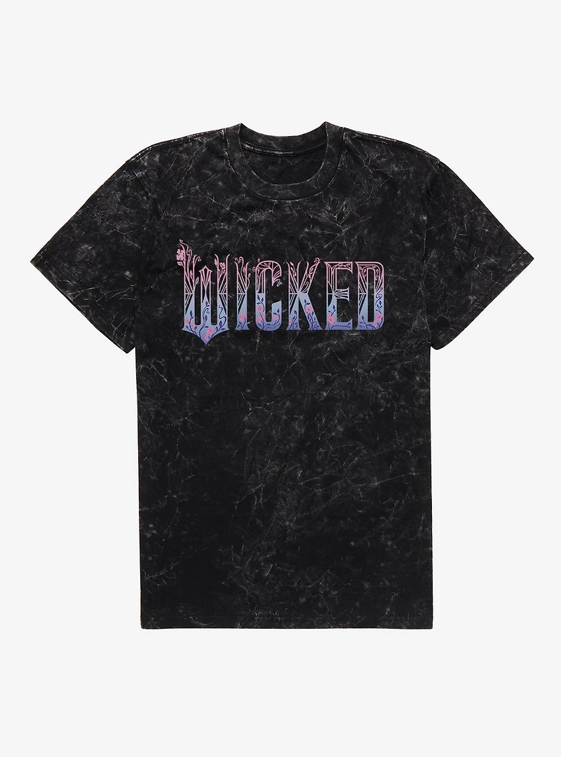 Wicked: For Good Pink Stylized Logo Mineral Wash T-Shirt