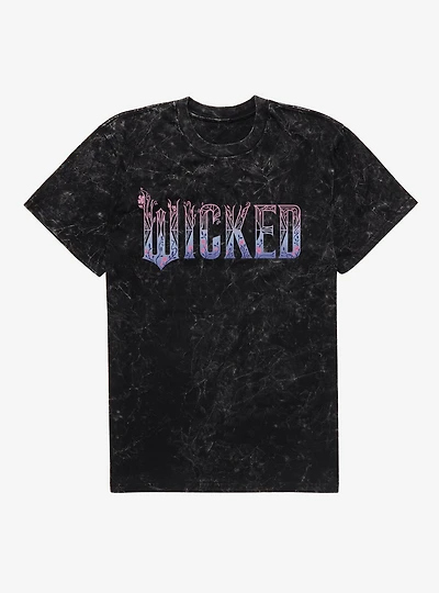 Wicked: For Good Pink Stylized Logo Mineral Wash T-Shirt