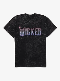 Wicked: For Good Pink Stylized Logo Mineral Wash T-Shirt