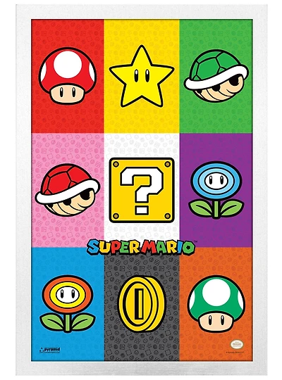 Super Mario Pop Art Items Framed Poster