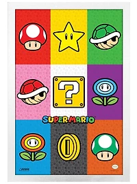 Super Mario Pop Art Items Framed Poster