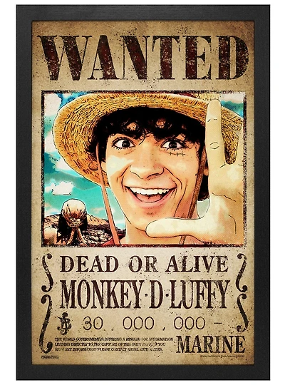 One Piece Live Action Luffy Wanted Framed Poster