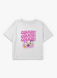 KPop Demon Hunters Huntrix Chibi Couch Snacking Youth Girls Boxy Crop T-Shirt