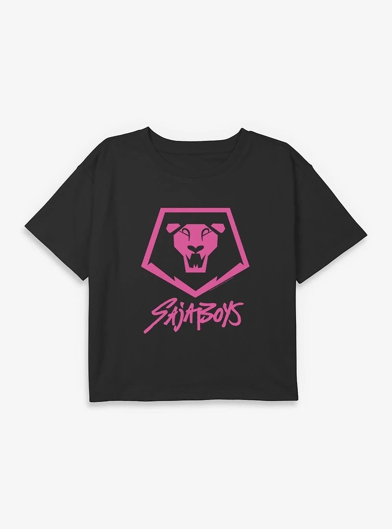 KPop Demon Hunters Saja Boys Lion Logo Youth Girls Boxy Crop T-Shirt