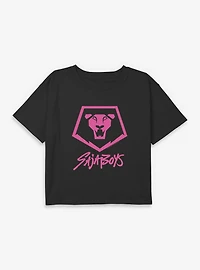 KPop Demon Hunters Saja Boys Lion Logo Youth Girls Boxy Crop T-Shirt