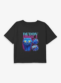 KPop Demon Hunters Derpy Tiger Collage Youth Girls Boxy Crop T-Shirt