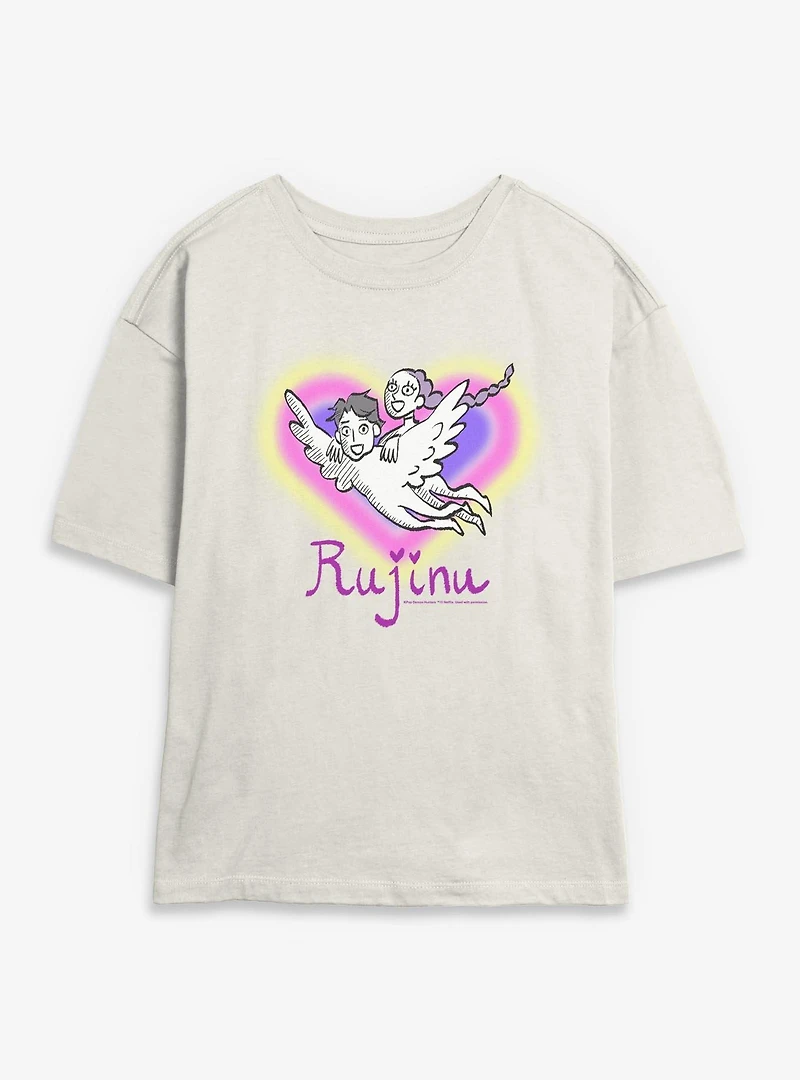 KPop Demon Hunters Rumi and Jinu Rujinu Heart Womens Skimmer T-Shirt