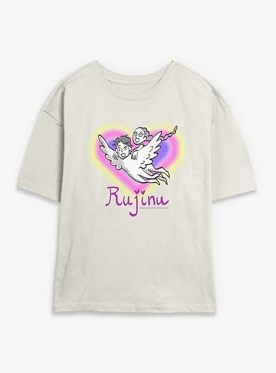 KPop Demon Hunters Rumi and Jinu Rujinu Heart Womens Skimmer T-Shirt
