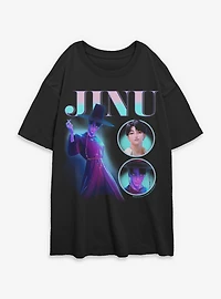 KPop Demon Hunters Saja Boys Jinu Montage Womens Oversized T-Shirt
