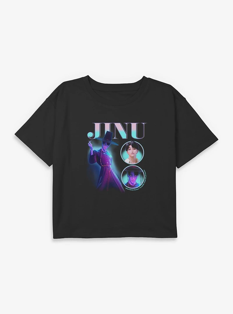 KPop Demon Hunters Saja Boys Jinu Montage Youth Girls Boxy Crop T-Shirt