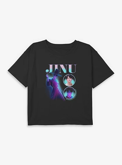 KPop Demon Hunters Saja Boys Jinu Montage Youth Girls Boxy Crop T-Shirt
