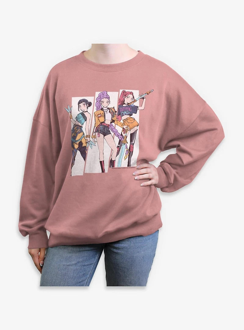 KPop Demon Hunters Huntrix Manhwa Style Panels Womens Oversized Sweatshirt