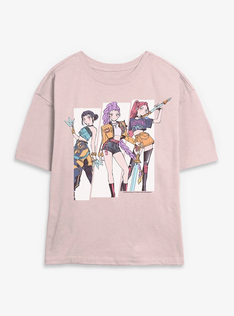 KPop Demon Hunters Huntrix Manhwa Style Panels Womens Skimmer T-Shirt