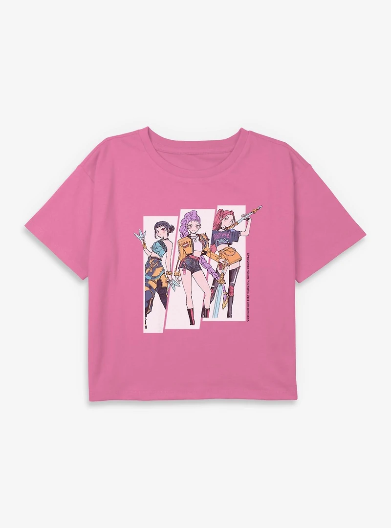 KPop Demon Hunters Huntrix Manhwa Style Panels Youth Girls Boxy Crop T-Shirt