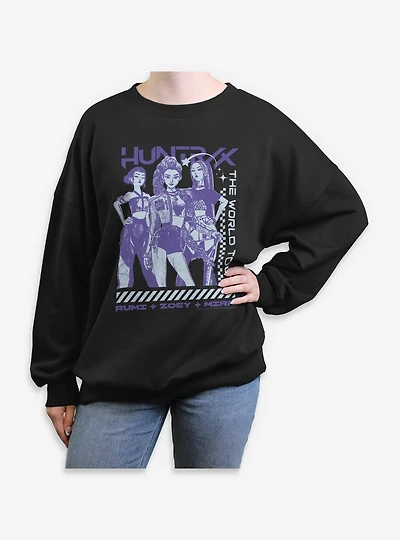 KPop Demon Hunters Huntrix The World Tour Womens Oversized Sweatshirt