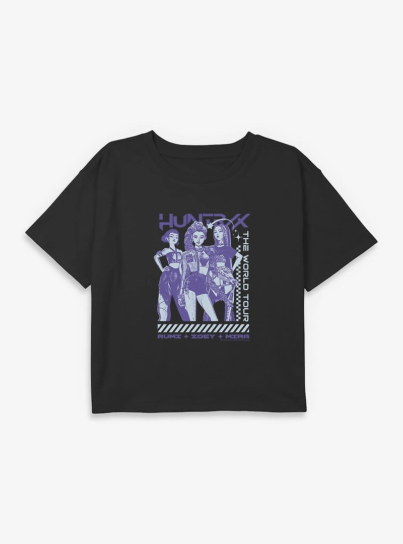 KPop Demon Hunters Huntrix The World Tour Youth Girls Boxy Crop T-Shirt