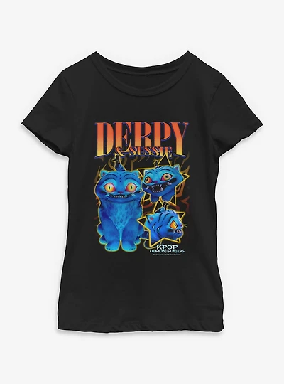 KPop Demon Hunters Derpy Tiger And Sussie Bird Collage Youth Girls T-Shirt