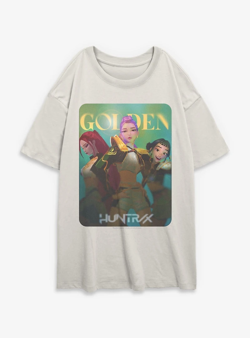 KPop Demon Hunters Huntrix Golden Photocard Womens Oversized T-Shirt