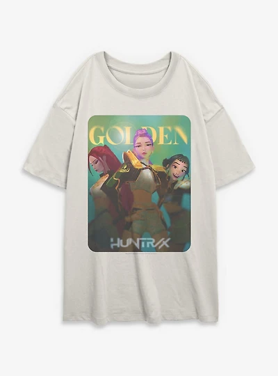 KPop Demon Hunters Huntrix Golden Photocard Womens Oversized T-Shirt