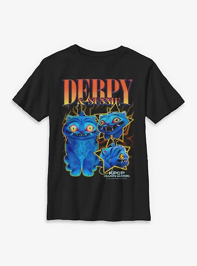 KPop Demon Hunters Derpy Tiger And Sussie Bird Collage Youth T-Shirt