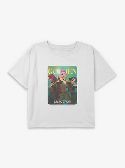 KPop Demon Hunters Huntrix Golden Photocard Youth Girls Boxy Crop T-Shirt
