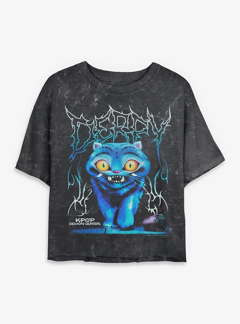 KPop Demon Hunters Derpy Rock Womens Mineral Wash Crop T-Shirt BoxLunch Exclusive