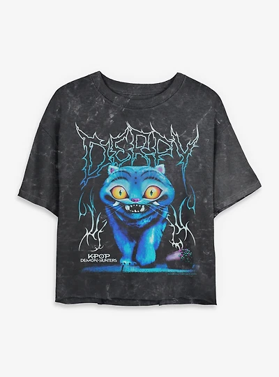 KPop Demon Hunters Derpy Rock Womens Mineral Wash Crop T-Shirt BoxLunch Exclusive