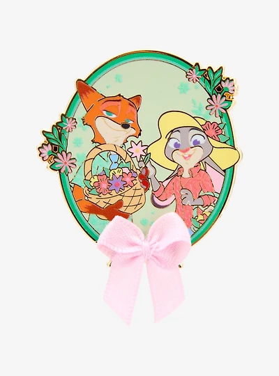 Disney Zootopia Judy & Nick Flower Bow Enamel Pin - BoxLunch Exclusive