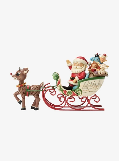 Rudolph The Red-Nosed Reindeer and Santa in Sleigh Figure