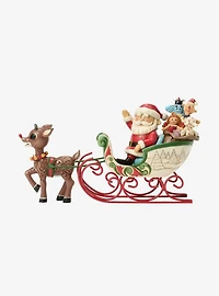 Rudolph The Red-Nosed Reindeer and Santa in Sleigh Figure