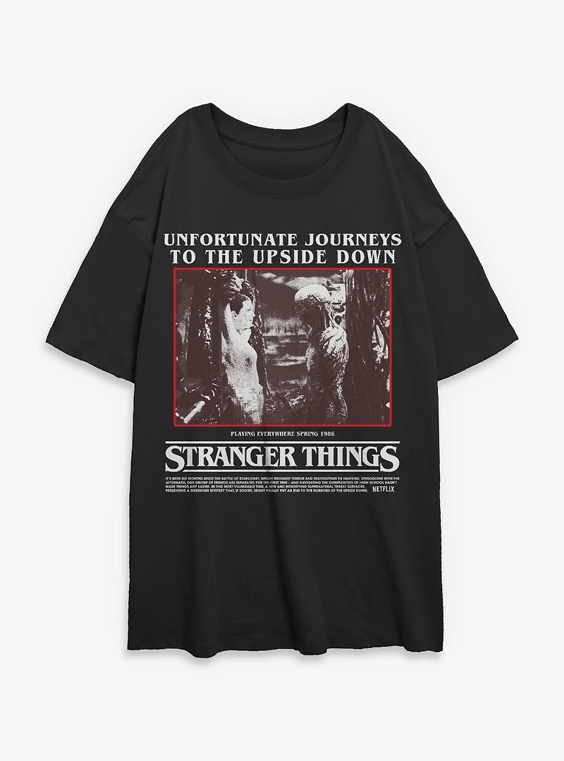 Stranger Things Unfortunate Journeys To The Upside Down Womens Oversized T-Shirt
