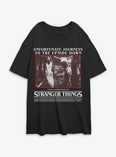 Stranger Things Unfortunate Journeys To The Upside Down Womens Oversized T-Shirt