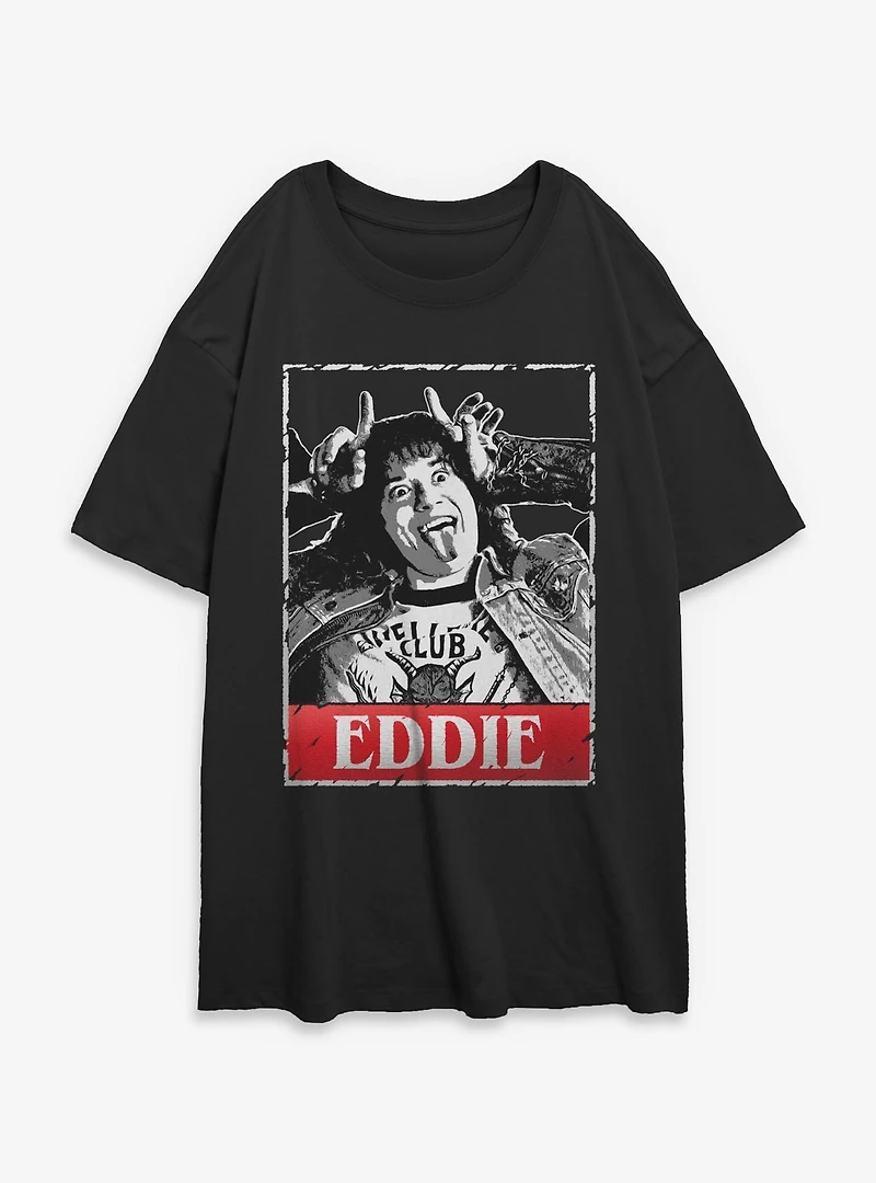 Stranger Things Eddie Munson Card Portrait Womens Oversized T-Shirt