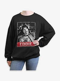 Stranger Things Eddie Munson Card Portrait Womens Oversized Sweatshirt