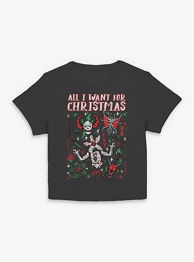 Stranger Things All I Want For Christmas Hellfire Club Womens Baby T-Shirt