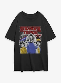Stranger Things Old School Collage Womens Oversized T-Shirt