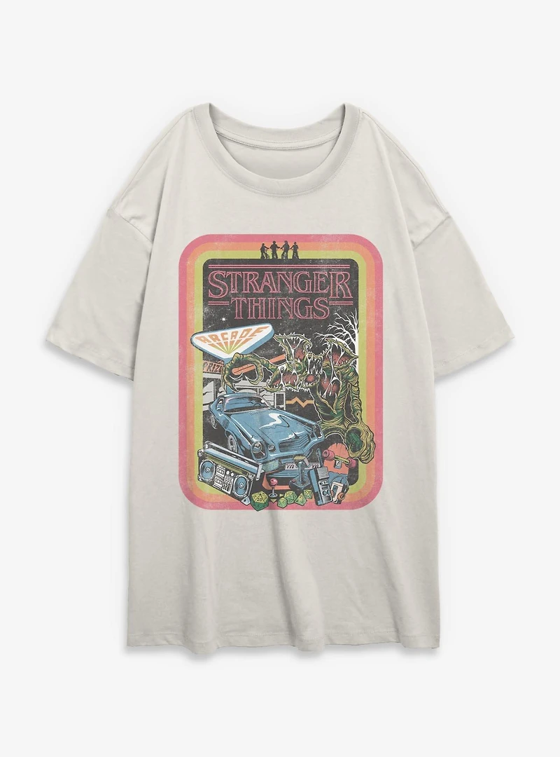 Stranger Things Retro Collage Womens Oversized T-Shirt