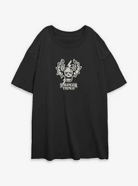 Stranger Things Hellfire Club Skull Logo Womens Oversized T-Shirt