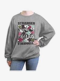 Stranger Things Group Cover Womens Oversized Sweatshirt