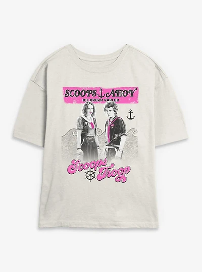Stranger Things Scoops Ahoy Vintage Scoop Troop Womens Skimmer T-Shirt