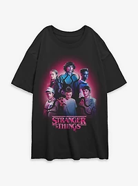 Stranger Things Group Womens Oversized T-Shirt