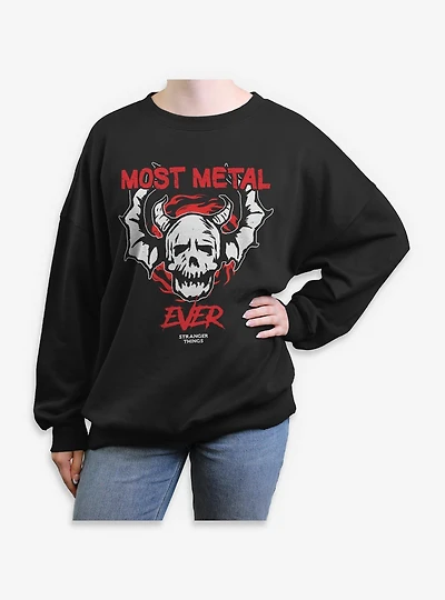 Stranger Things Most Metal Ever Hellfire Club Womens Oversized Sweatshirt